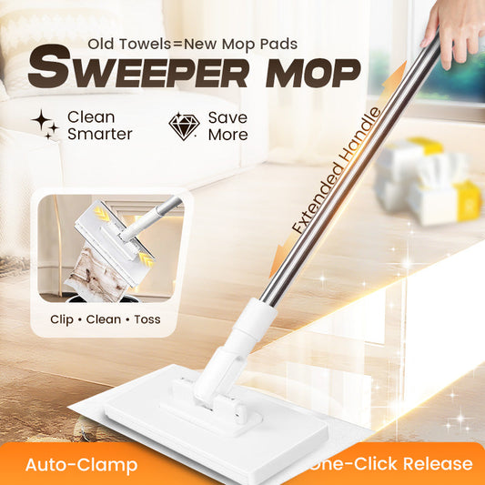 🔥 50% OFF!! ✨🧹Reusable Mop – Biomimetic Self-Clamping Clamp, 100 cm Telescopic Handle, 360° Rotation & Eco-Friendly (Multi-Surface)!