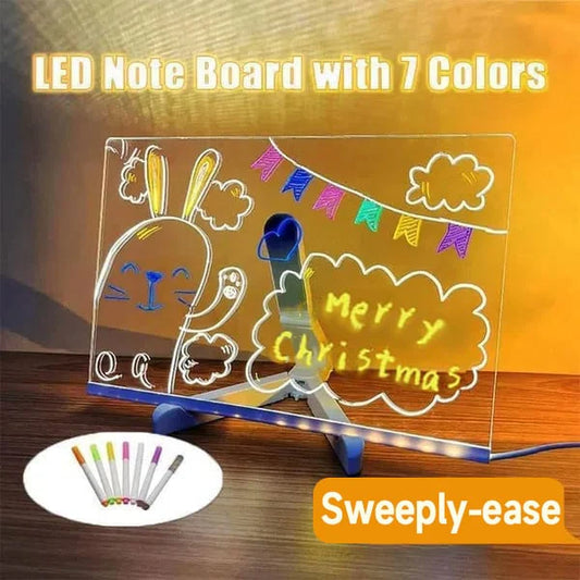 🎁Creative Rewritable Acrylic LED Message Board 🎨 (set come with 7 Pens)