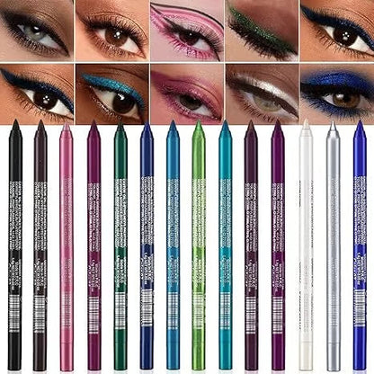 🎁Super Deal💜 50,000 Units Sold✨ 14-Piece Waterproof Gel Eyeliner Set Features metallic and pearlescent finishes Long-lasting, smudge-proof formula✨