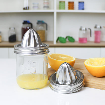 Jarware Citrus Juicer Lid For Wide Mouth Mason Jars, Stainless Steel Juicer | Juice Lemons, Limes, Oranges & More | Juice Flows Right Into Your Jar | Juicer Lid For Wide Mouth Mason Jar | Dishwasher Safe
