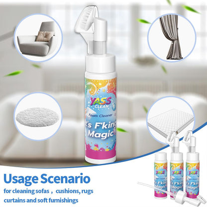 ⏳LAST DAY GET 50% OFF!!💖Yass Clean Magic Foam Cleaner for Carpets & Upholstery – Pet Stain & Odour Remover with Cleaning Brush🧼🪄