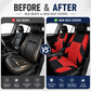 Car Seat Covers for 5 Seats Universal, Fabric Breathable Car Front & Rear Seat Protectors, Airbag Compatible, Full Protection, Fits Most Cars Trucks Vans SUVs, Red Gray Black Blue Seat Covers, Car Decor Gift, Truck Accessories, Car Interior Accessories