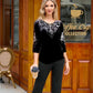 🔥Women's Velvet Rhinestone Top & Pants Set