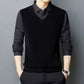 Men's Faux Plush Shirt&Sweater Fake 2-piece Top