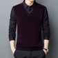Men's Faux Plush Shirt&Sweater Fake 2-piece Top