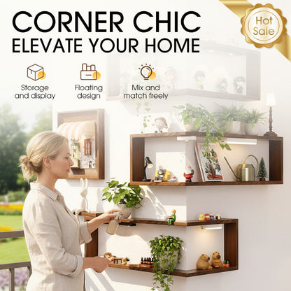 Rustic Wood Corner Wall Shelf