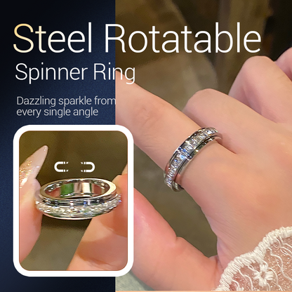 🎄Christmas Special Offer🎄⏰Titanium Steel Rotatable Spinner Ring with Zirconia