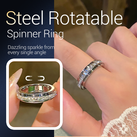 🎄Christmas Special Offer🎄⏰Titanium Steel Rotatable Spinner Ring with Zirconia