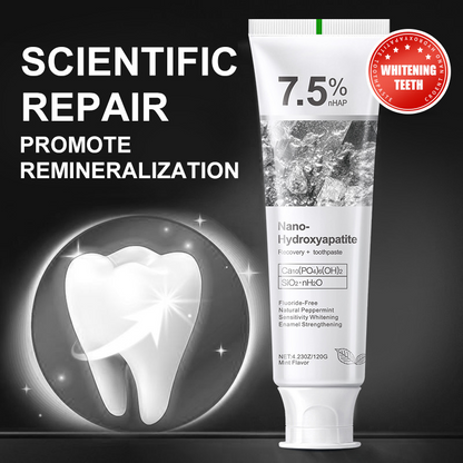 🦷【Regenerating toothpaste for teeth whitening】7.5% nano hydroxyapatite | Removes stains and whitens teeth within 7 days while repairing tooth enamel and adsorbing pigments without damaging teeth.