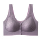 Women's Comfortable Lace Bra with Front Button Closure & Removable Bra Pads