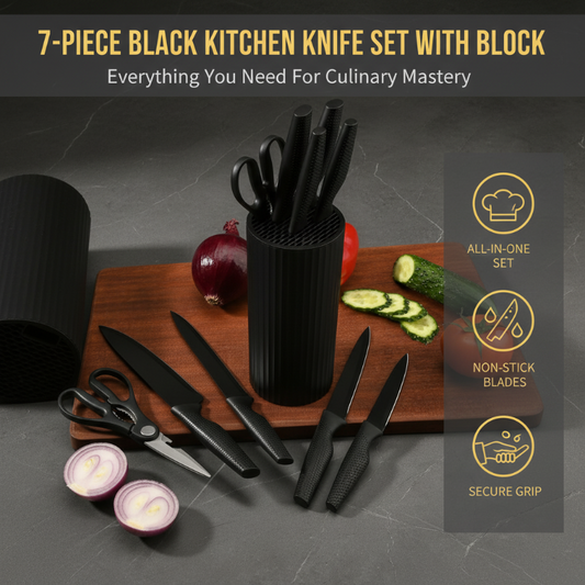 Modern 7-in-1 Kitchen Knife & Scissors Set