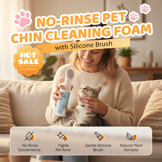 No-Rinse Pet Chin Cleaning Foam with Silicone Brush