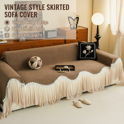 Vintage Style Skirted Sofa Cover