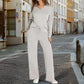 💖2-piece set with long-sleeved top with round neckline ＆ pants
