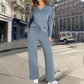 💖2-piece set with long-sleeved top with round neckline ＆ pants