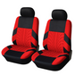 Car Seat Covers for 5 Seats Universal, Fabric Breathable Car Front & Rear Seat Protectors, Airbag Compatible, Full Protection, Fits Most Cars Trucks Vans SUVs, Red Gray Black Blue Seat Covers, Car Decor Gift, Truck Accessories, Car Interior Accessories