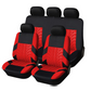 Car Seat Covers for 5 Seats Universal, Fabric Breathable Car Front & Rear Seat Protectors, Airbag Compatible, Full Protection, Fits Most Cars Trucks Vans SUVs, Red Gray Black Blue Seat Covers, Car Decor Gift, Truck Accessories, Car Interior Accessories