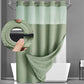 ✨ Waffle Pattern Shower Curtain – Double Waterproof, Snap Buttons, Clear Top Window 🛁