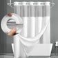 ✨ Waffle Pattern Shower Curtain – Double Waterproof, Snap Buttons, Clear Top Window 🛁
