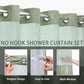 ✨ Waffle Pattern Shower Curtain – Double Waterproof, Snap Buttons, Clear Top Window 🛁