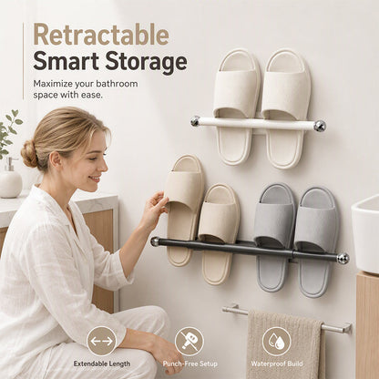 Extendable Bathroom Slipper Rack & Towel Holder